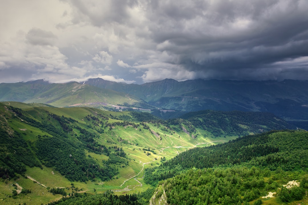 Adventure travel photography on scenic nature travel routes in the mountains.